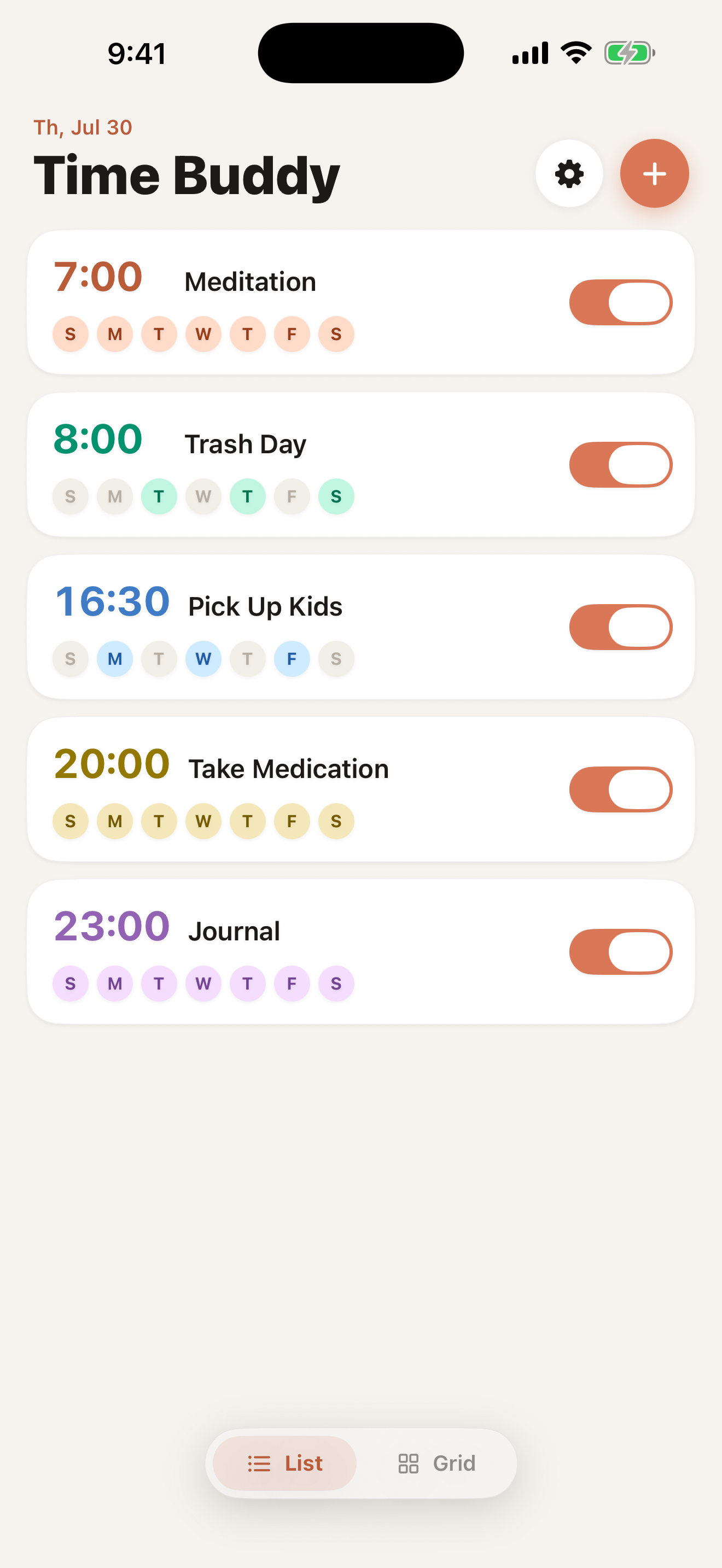 Notification list